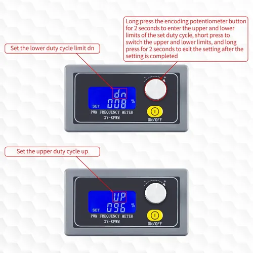 Vista 5 de Generador de señal XY-KPWM Generador PWM de 1 canal 1Hz-150kHz Modo dual PWM Frecuencia de pulso Módulo generador de señal de onda cuadrada Pantalla