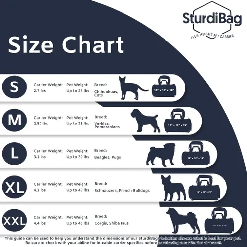 Vista 2 de SturdiBag XL - Transportador de viaje para mascotas: altura flexible para gatos y perros, lados suaves con clips de seguridad y correas