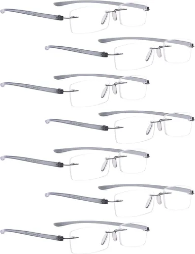 Vista 11 de LUR Gafas de lectura paquete de 7 lectores sin montura de lente pequeña (brazo azul)