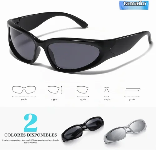 Vista 3 de JASPIN Y2K Gafas de Sol Envolventes para Mujeres y Hombres, Plata, Ovaladas, de Moda, Deportivas, con Protección UV A1/Negro+plateado+gris