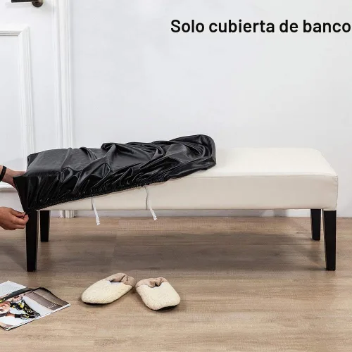 Vista 3 de CALIDAKA Funda de banco de piel sintética, elástica, suave, elástica, extraíble, lavable, protector de muebles, para banco de 42.12 a 53.94 pulgadas
