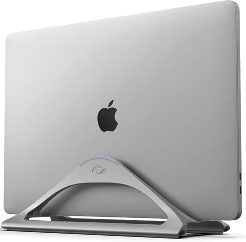 Vista 11 de HumanCentric Soporte vertical para computadora portátil para escritorios en negro mate, soporte ajustable vertical para acoplar Apple MacBook