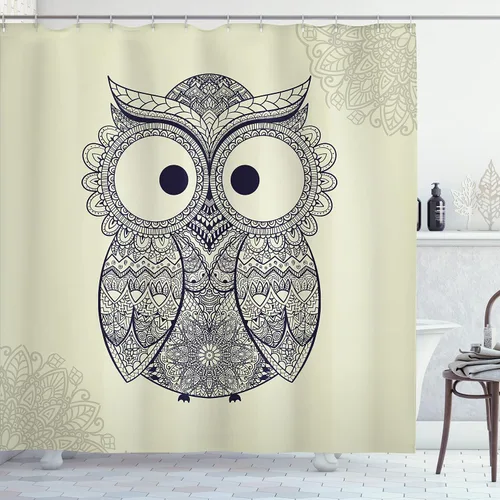 Vista 15 de Ambesonne Decor Collection, juego de cortina con ganchos para regadera Negro Verde
