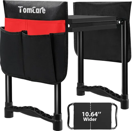Vista 13 de TomCare Rodillero y asiento de jardín de 11.14 pulgadas más ancho, más grande, suave, con 2 bolsas de herramientas grandes, taburete de jardín