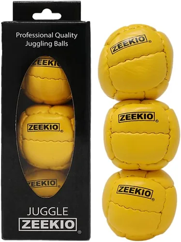 Vista 17 de Zeekio Galaxy Malabares - Pelotas de cuero genuino de 12 paneles de primera calidad, 4.59 oz, 2.638 in, paquete de 3 (negro)