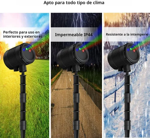 Vista 3 de Luces láser de Navidad para proyección al aire libre, proyector de luces láser de 3 colores, espectáculo de luces de luciérnagas con control remoto