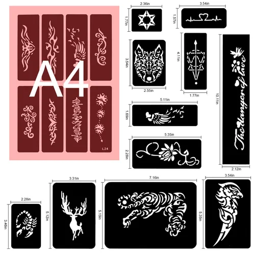 Vista 2 de Konsait 123 plantillas de tatuajes temporales grandes, 20 hojas de hombre con brillantina, kit de tatuaje, plantillas de pintura facial, plantilla