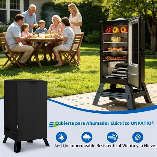 Vista 8 de SunPatio Funda para ahumador eléctrico de 30 pulgadas, cubierta vertical cuadrada impermeable resistente para ahumador, cubierta digital