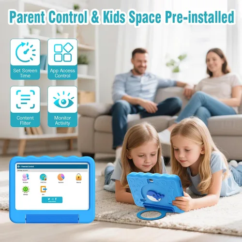 Vista 5 de Tableta para niños de 10'' Android 15 Tableta para niños 14(6+8) GB 64GB CPU Octa-Core, tabletas para niños pequeños con mucho contenido sin