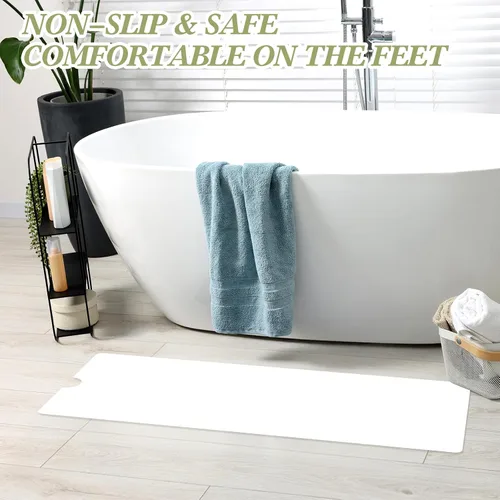 Vista 5 de Colingmill - Alfombrilla antideslizante de 16 x 40 pulgadas para bañera de vinilo adhesivo antideslizante antideslizante de seguridad blanca