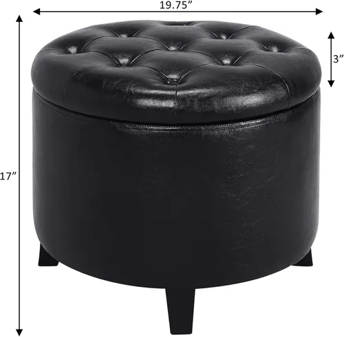 Vista 3 de Convenience Concepts Designs4Comfort - Otomana de almacenamiento, piel sintética negra