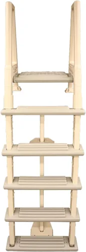 Vista 4 de Confer Plastics 6000X Escalera de natación resistente sobre el suelo en la piscina para cubiertas ajustables de 42 pulgadas a 56 pulgadas de alto
