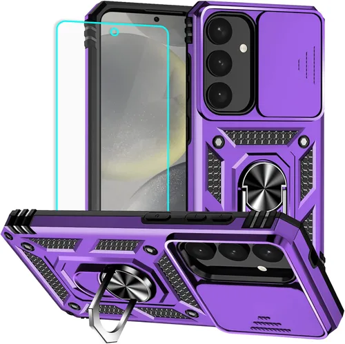 Vista 22 de HNHYGETE Funda para Samsung A13 5G, Galaxy A13 5G con protector de pantalla, soporte giratorio de grado militar de 360° (resistente), fundas Negro