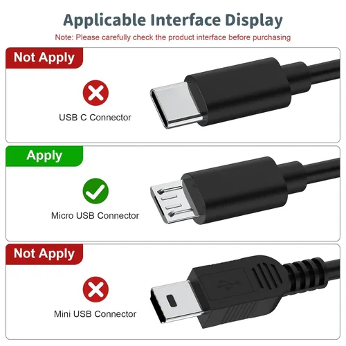 Vista 2 de Cable de carga micro USB compatible con HyperX Cloud Flight, Corsair Void Void Pro HS70 HS70 Pro K63, Razer BlackShark V2 Pro, auriculares Turtle