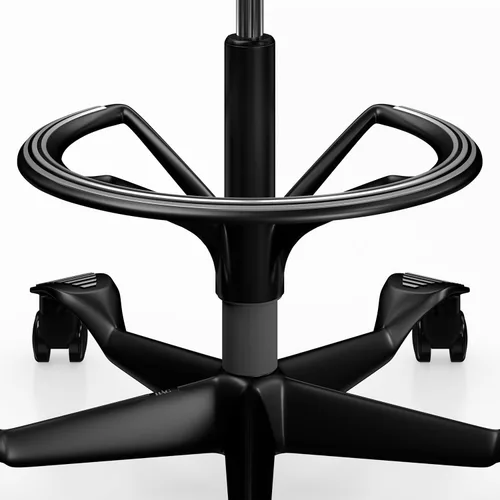 Vista 7 de HAG Capisco Sit to Stand - Silla de pie con marco negro, tapizada de ónix negro con anillo para el pie Negro Onyx