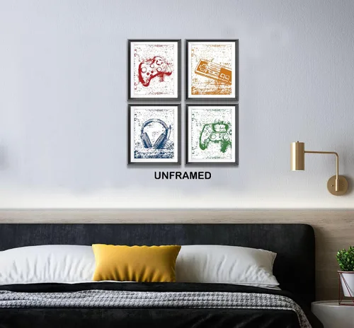 Vista 4 de Póster retro de videojuegos para el hogar, habitación de niños, decoración de sala de juegos, decoración de videojuegos en blanco y negro, arte