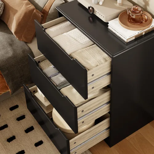 Vista 5 de Gizoon Cómoda de 3 cajones, cómoda para dormitorio, organizador de almacenamiento con gran espacio de almacenamiento, dispositivo antipunta y asas