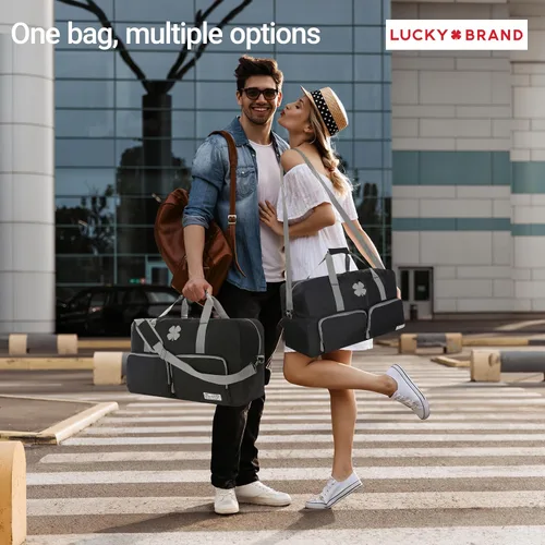 Vista 3 de Lucky Brand Bolso de fin de semana plegable para adultos con correa de hombro ajustable para adultos unisex, Negro -, Deportes