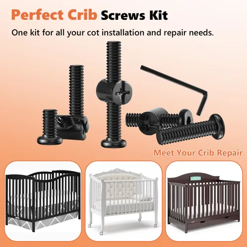 Vista 5 de Kit de repuesto de herrajes para cuna de 53 piezas, conjunto de pernos y tuercas de barril para armazón de cama de bebé para Delta/Graco, tornillos