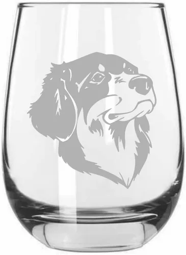Vista 579 de Shar Pei (chino) - Vaso de vino sin tallo grabado para perro, 15.25 onzas
