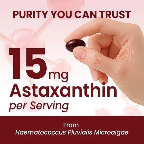 Vista 2 de Astaxantina de 15 mg 240 cápsulas blandas Suplementos de astaxantina Suministro para 8 meses Apoyo antioxidante, salud de los ojos y la piel