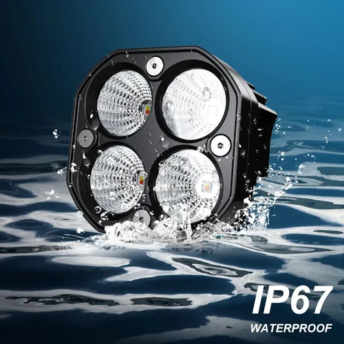 Vista 5 de 2 luces LED de trabajo de 3 pulgadas / 3 pulgadas, vainas estroboscópicas intermitentes de color blanco/ámbar con seis modos de luces antiniebla