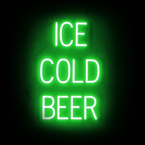 Vista 56 de SpellBrite Letrero de cerveza fría Letrero relacionado con la cerveza con aspecto de neón, fuente de luz LED verde 16.8 x 15.0 pulgadas