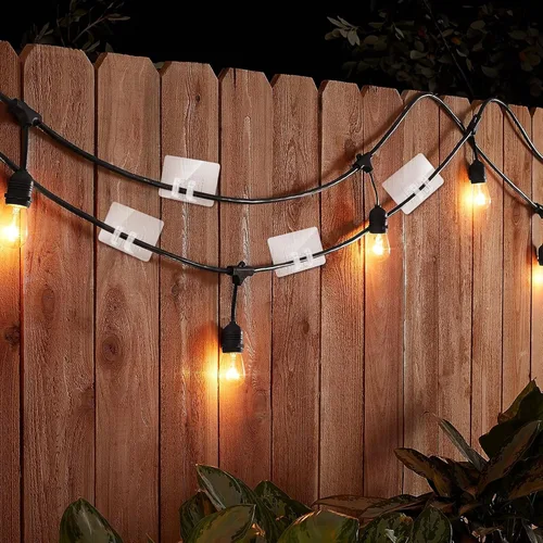 Vista 7 de VZZNN 45 ganchos para tiras de luces al aire libre, clips de cable transparentes, no dañan la pared, soportes de luz para colgar luces de Navidad