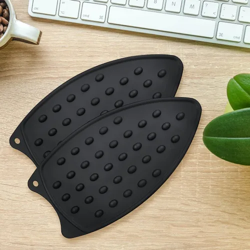 Vista 7 de yuntop 2 almohadillas de silicona multiusos resistentes al calor, almohadillas protectoras para tabla de planchar, planchas planas, rizadores (negro)