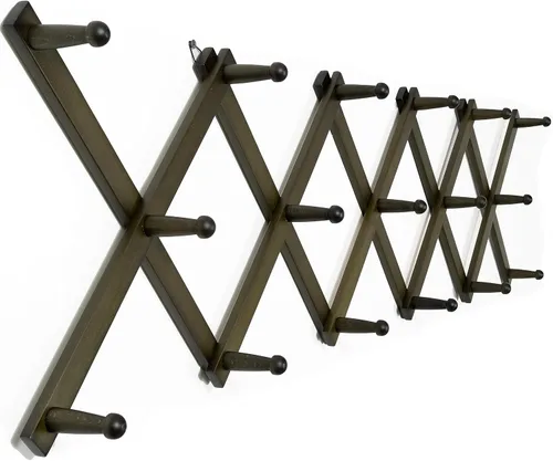 Vista 8 de WEBI Perchero de Pared Acordeón, Perchero de Sombreros de Madera Expandible para Perchero de Abrigos Montado en Pared, Soporte de Ganchos Acordeón