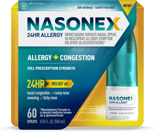 Vista 9 de Nasonex Niños 24HR Spray Nasal para Alergia, Sin Somnolencia, Sin Aroma, Síntomas de Alergia + Congestión Nasal, Fuerza de Receta Completa, 60
