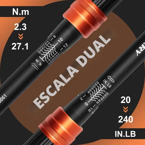 Vista 2 de Llave dinamométrica de clic de 1/4 pulgada Kerry, 20-240 pulgadas-libras/2.3-27.1 Nm, ±3% de alta precisión, escalas de doble rango, claramente