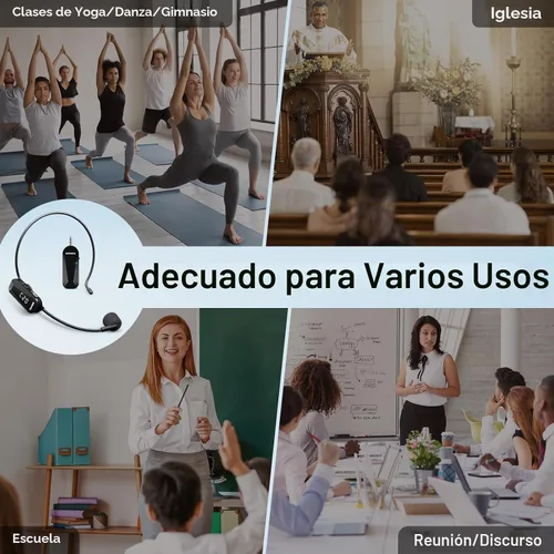 Vista 9 de TONOR Micrófono inalámbrico para auriculares, 2 en 1 UHF Microfono Headset