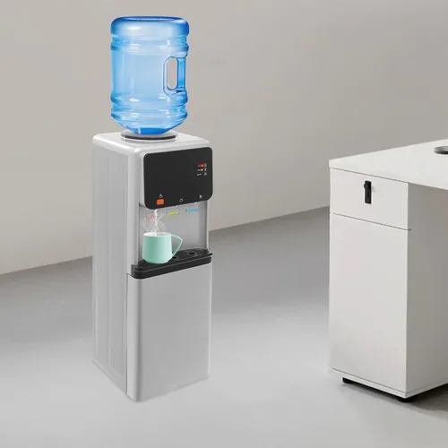 Vista 4 de Dispensador de agua fría y caliente de carga superior, dispensador de enfriador de agua para botellas de 3 o 5 galones, máquina de agua con bloqueo