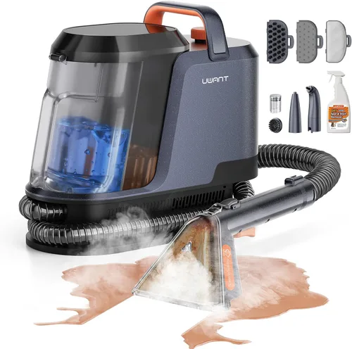 Vista 10 de Uwant Máquina limpiadora de alfombras con sistema de vapor y agua caliente y fría 18 Kpa potente succión de tapicería con limpiador Pet Pro