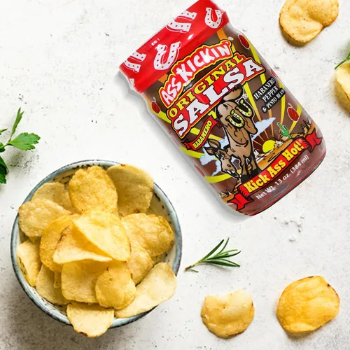 Vista 2 de KICKIN' - Salsa picante picante original, 13 onzas, salsa de habanero picante gourmet prémium para patatas fritas de tortilla, verduras y burritos