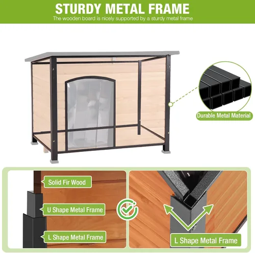 Vista 5 de Casa térmica para perros con aislamiento para exteriores, resistente a la intemperie, con almohadilla térmica controlada por termostato, forro