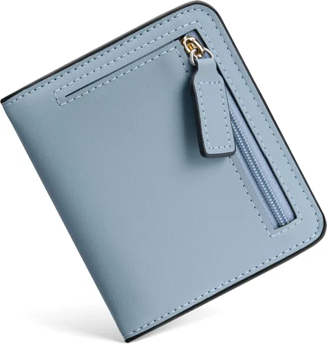 Vista 37 de Toughergun Cartera pequeña de cuero delgada para mujer con protección RFID, mini monedero bifold compacto con ventana de identificación transparente