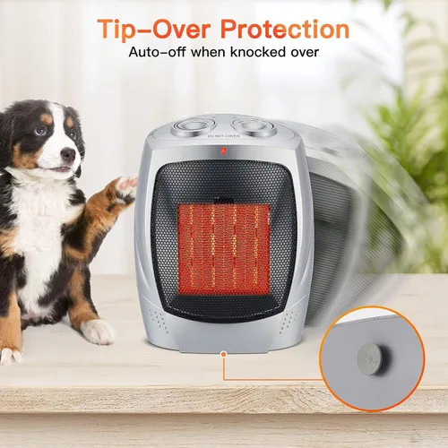 Vista 3 de GiveBest - Calentadores de espacio portátiles para uso en interiores, calentador eléctrico pequeño de cerámica para dormitorio u oficina, de 1500