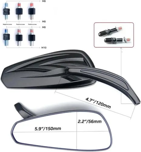 Vista 3 de Side Mirrors For Y-AMAHA FZ-8 For Fazer 2010 2011 2012 2013 2014 Motorcycle Rearview Mirror Adjustable(Black)