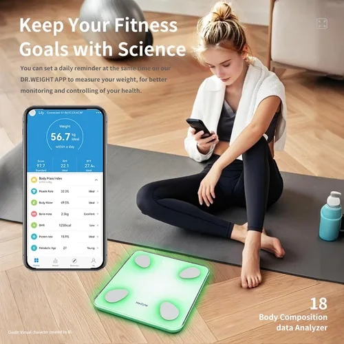 Vista 8 de Scale for Body Weight, Digital Weight Scale with Color-Changing, Most Accurate to 0.2lb, Bluetooth Bathroom Scale with Bmi, Body Fat, Muscle Mass