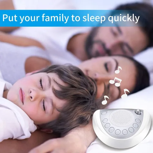 Vista 2 de Raynic Máquina de ruido blanco, máquina de sonido alimentada por batería, máquina de dormir portátil con 24 sonidos relajantes naturales, Plateado