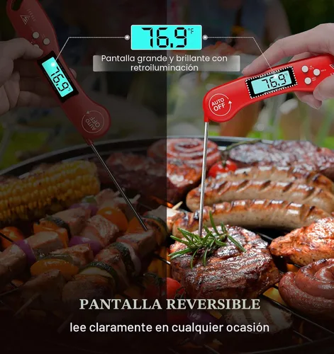 Vista 5 de DOQAUS - Termómetro de carne (actualizado 2021), termómetro de comida de lectura instantánea para cocinar, termómetro digital de cocina con pantalla
