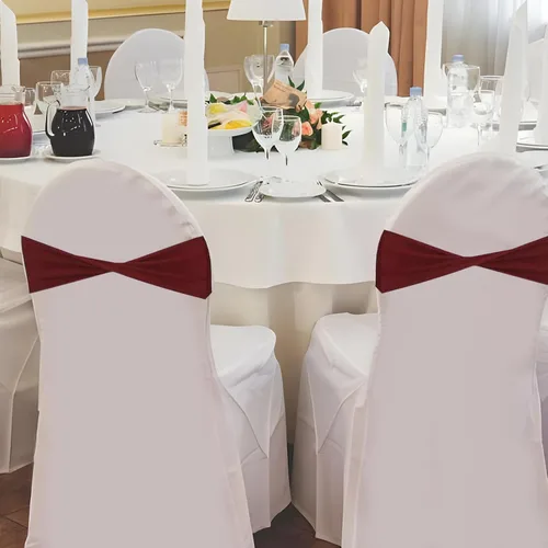 Vista 5 de 50 bandas elásticas de elastano para silla, con lazo liso, bandas elásticas para sillas sin hebilla, decoraciones para bodas, fiestas, banquetes