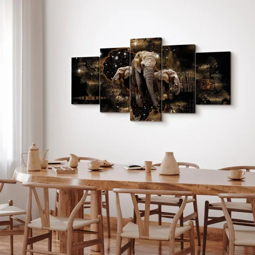 Vista 8 de artgeist Lienzo acústico para pared, diseño de África, 40 x 20 pulgadas, 5 piezas con impresión de sonido de espuma acústica, sala de arte de África