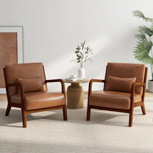 Vista 15 de Silla decorativa, sillón moderno de mediados de siglo con almohada, sofá tapizado, silla auxiliar de lectura para sala de estar y dormitorio A