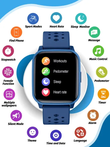 Vista 2 de Reloj Inteligente Butele para Niños, Reloj Inteligente para Niños de 4 a 16 Años con Modo de Sueño, 19 Modos Deportivos, Podómetro, Regalo de Azul