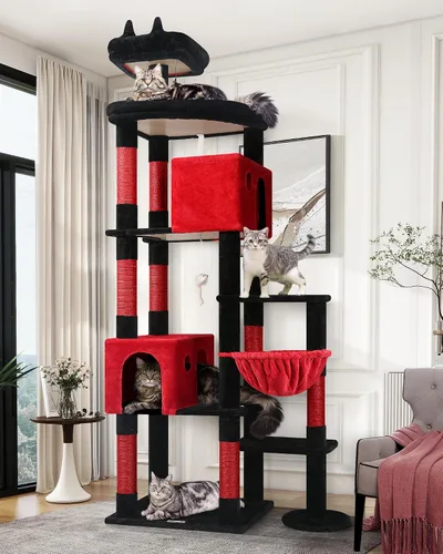 Vista 9 de Globlazer Árbol Gigante para Gatos, Árbol para Gatos de 83 Pulgadas para Gatos Grandes Adultos de Interior, Torre XXL para Gatos con 9 Postes