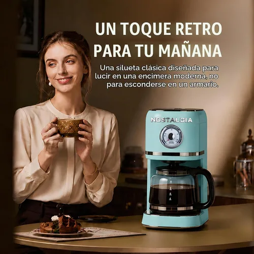 Vista 6 de Nostalgia Classic Retro - Cafetera de 10 tazas, color aguamarina