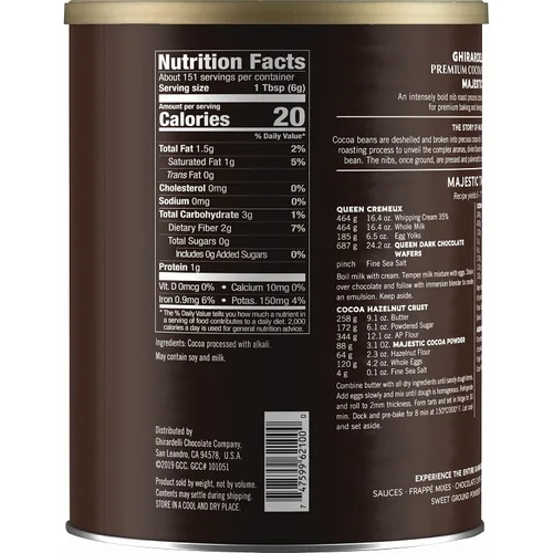 Vista 2 de Ghirardelli Majestic Cacao en Polvo Procesado Holandés, 2 libras
